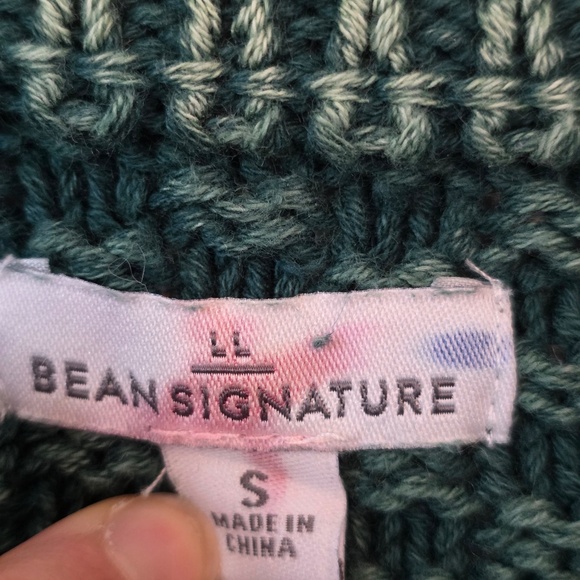 LL Bean Signature Women's Green Cotton Fisherman Sweater - Small - Picture 4 of 4